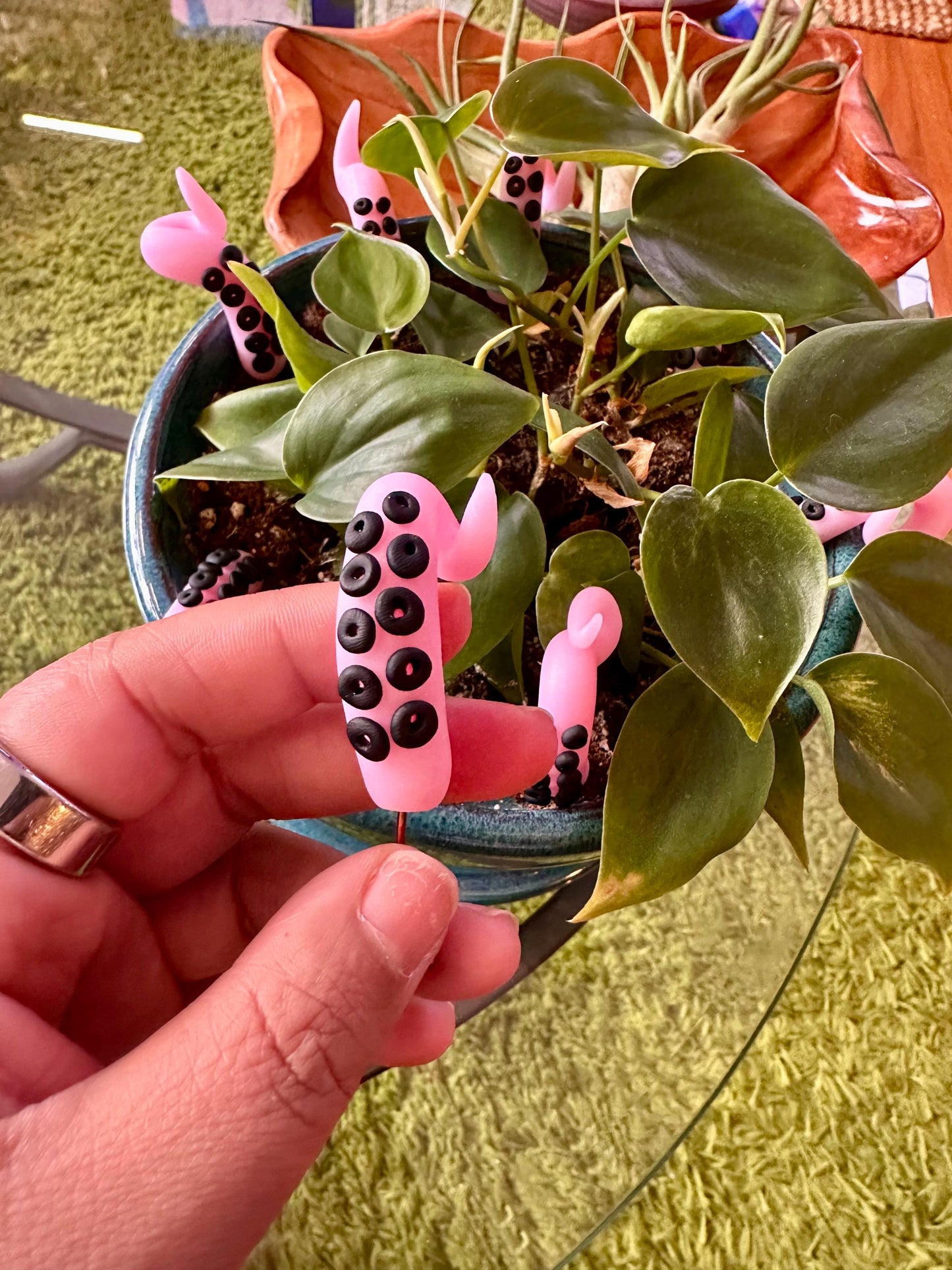 Light Pink Glitter Sea Creature Tentacles with Black