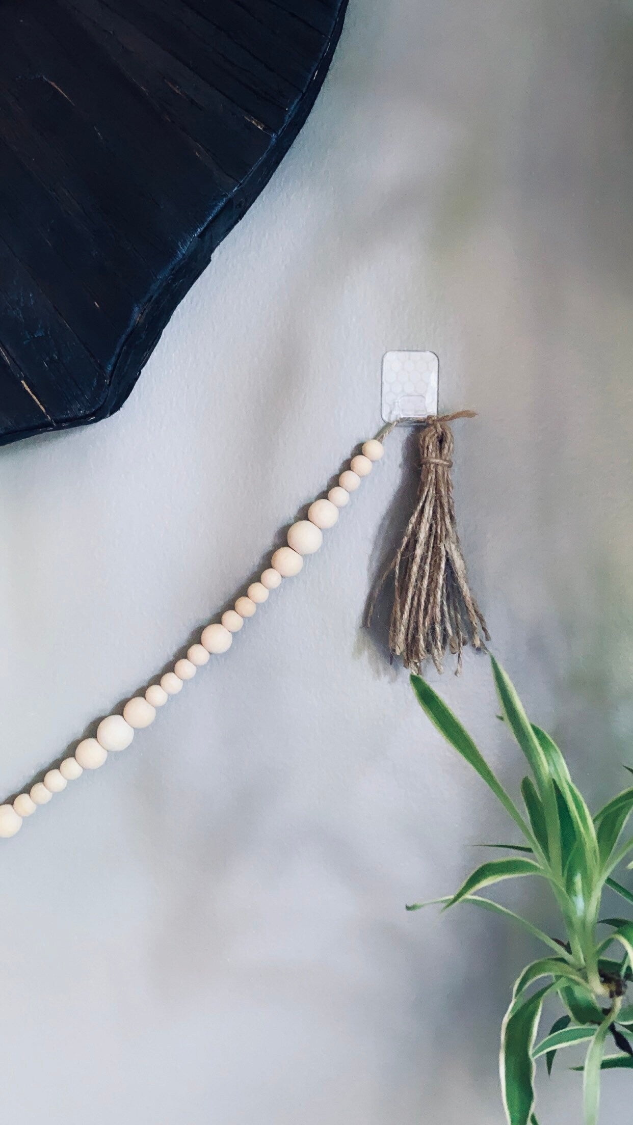 Jute Wood Bead Garland w/ Tassels - Organic Natural Wood Beads