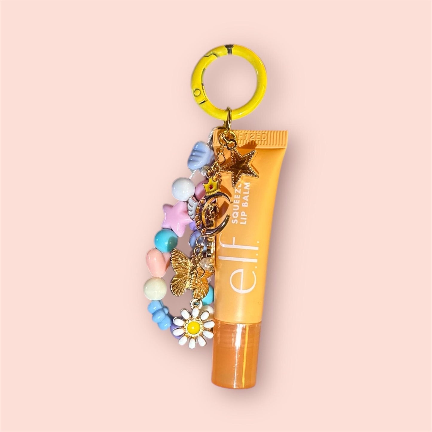 Lip Balm Keychain Charm Set – e.l.f. Squeeze Me Lip Gloss with Cute Beaded Charms