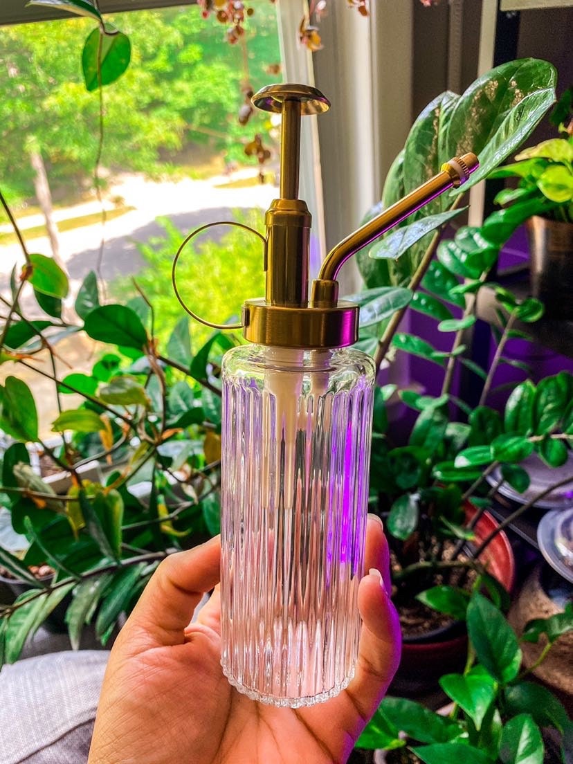 Vintage Gold & Glass Plant Mister - Trigger Spray for Plants / Room Sprays