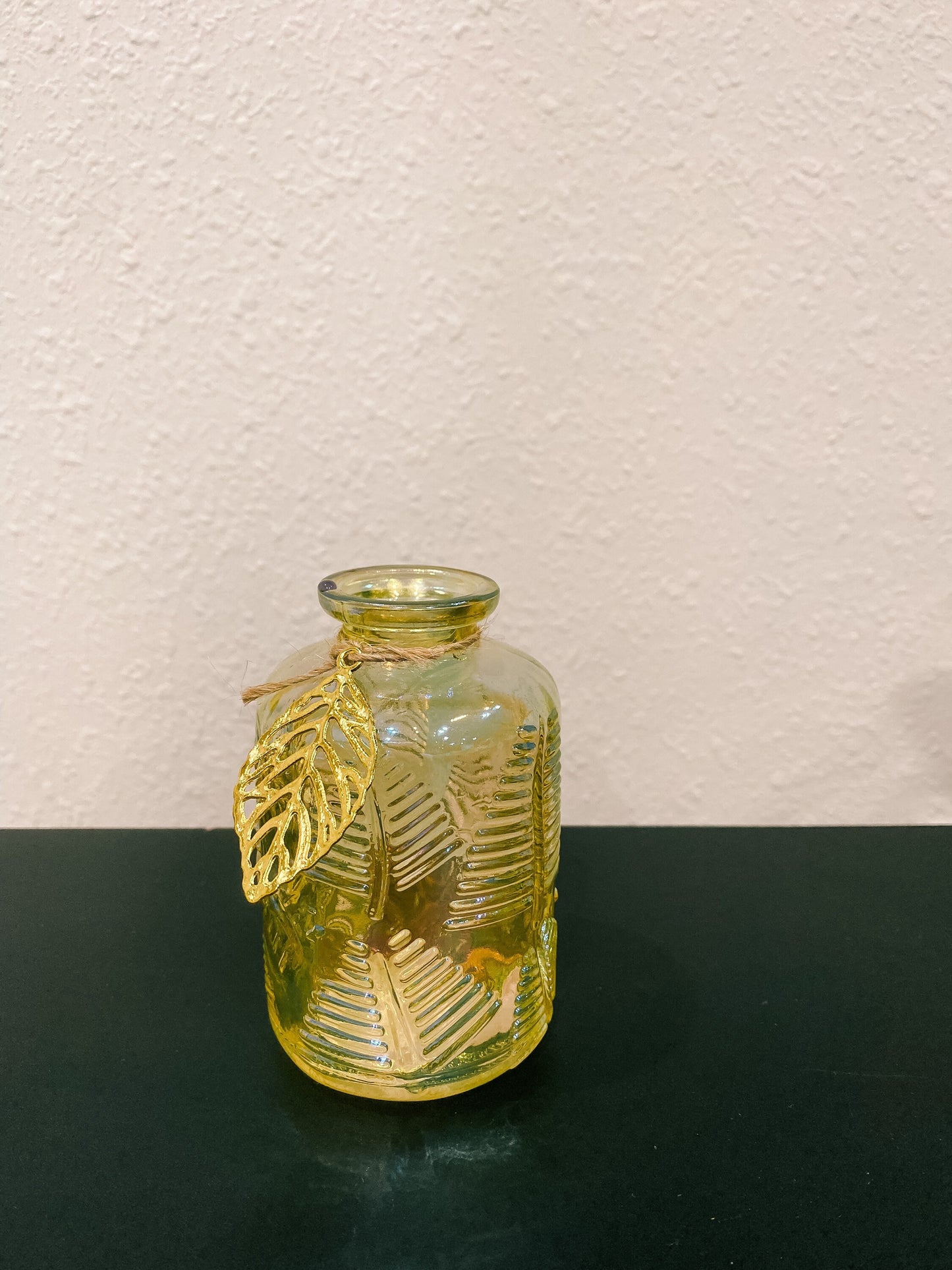 Gold Glass Propagation Container - Modern Leaf Vessel