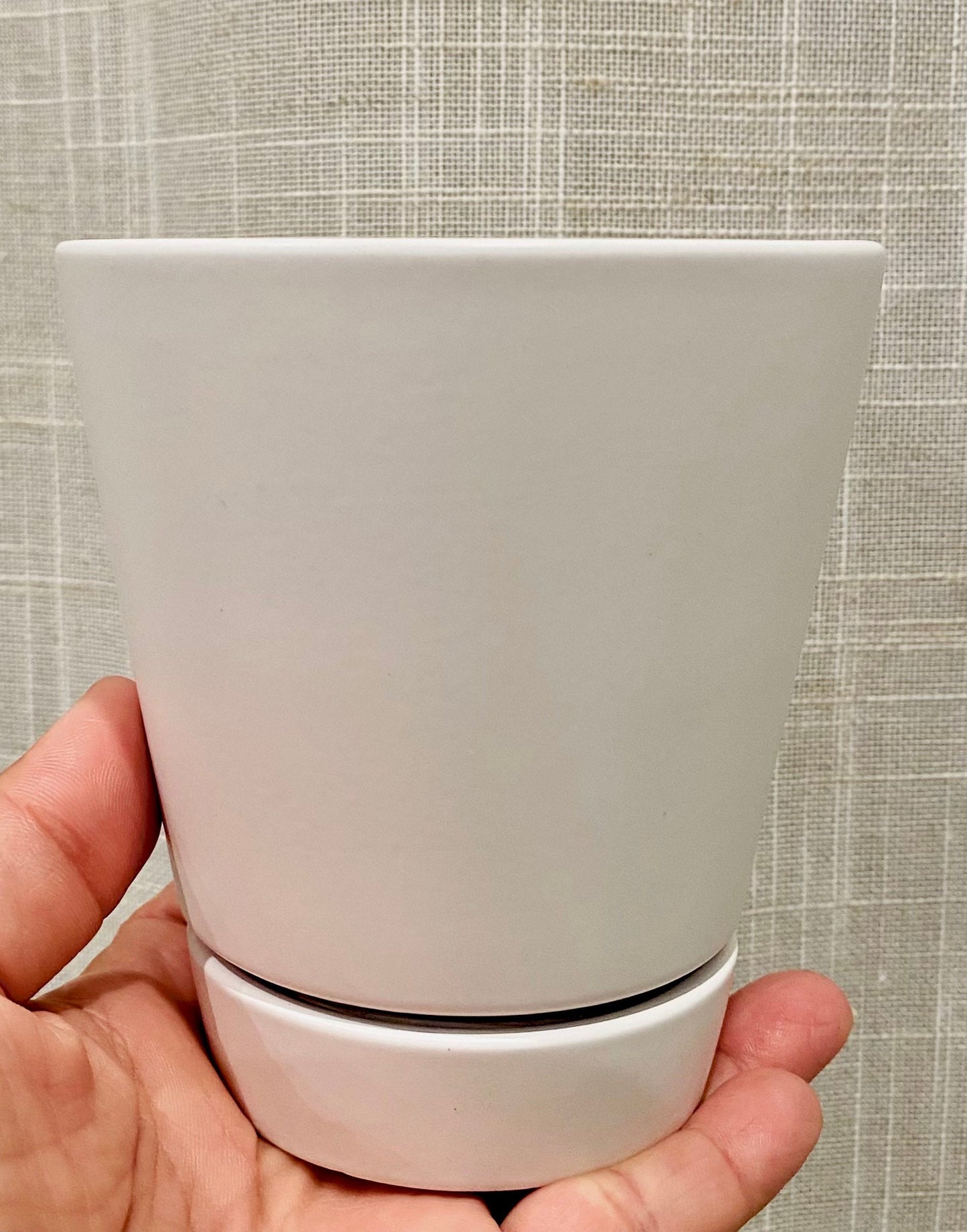 Peach/Cream/Gray Unique Planters - 4 Inch Pot w/ Saucer