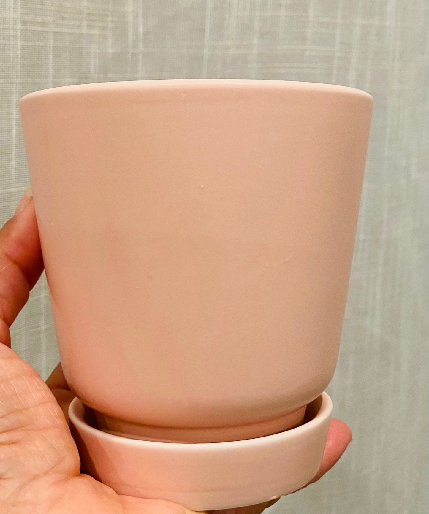 Peach/Cream/Gray Unique Planters - 4 Inch Pot w/ Saucer