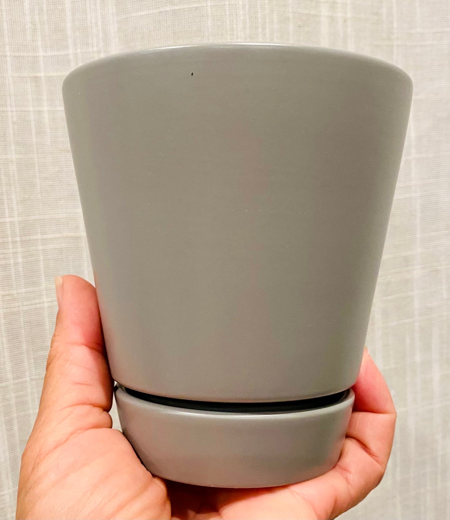 Peach/Cream/Gray Unique Planters - 4 Inch Pot w/ Saucer