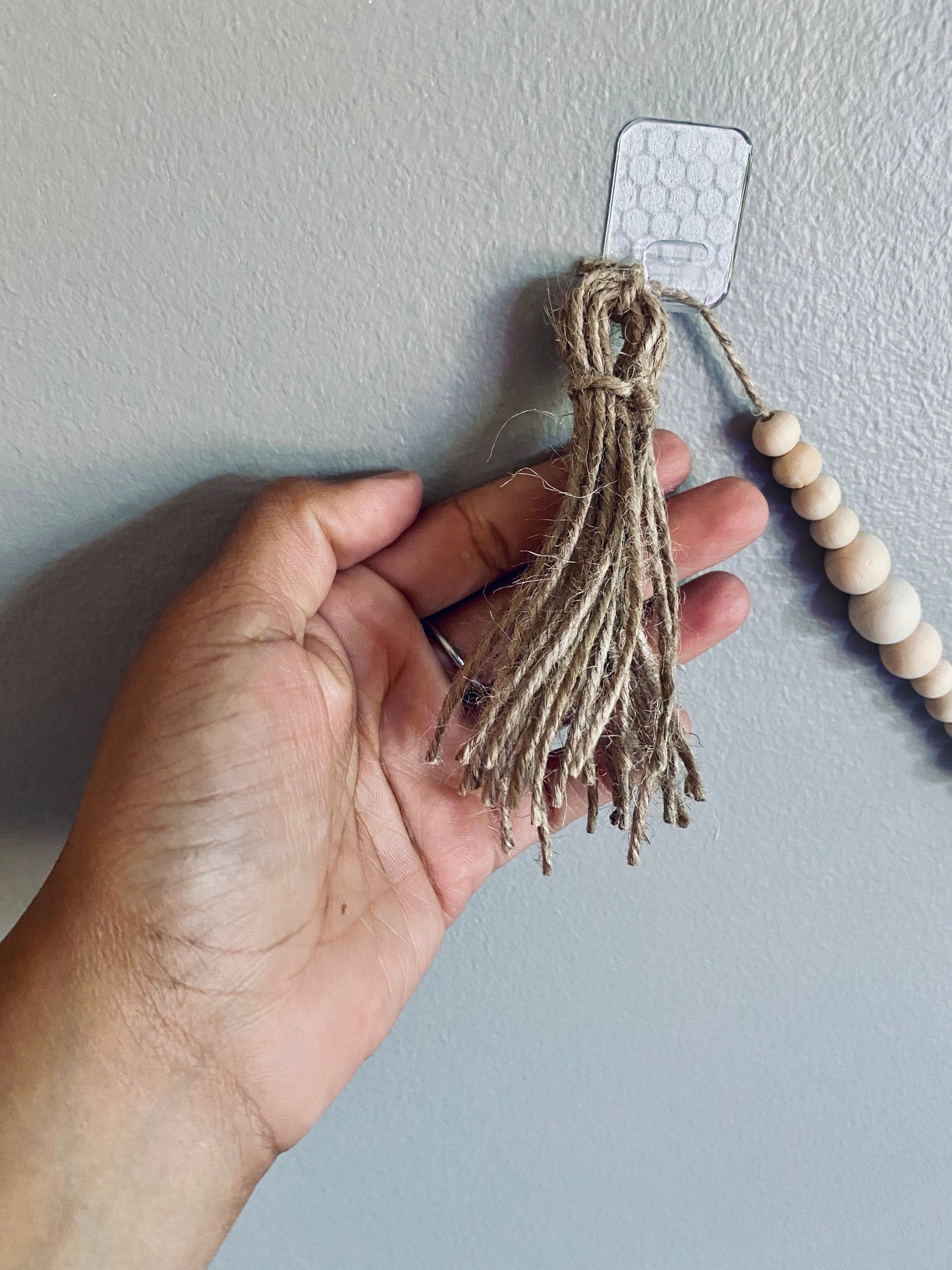 Jute Wood Bead Garland w/ Tassels - Organic Natural Wood Beads