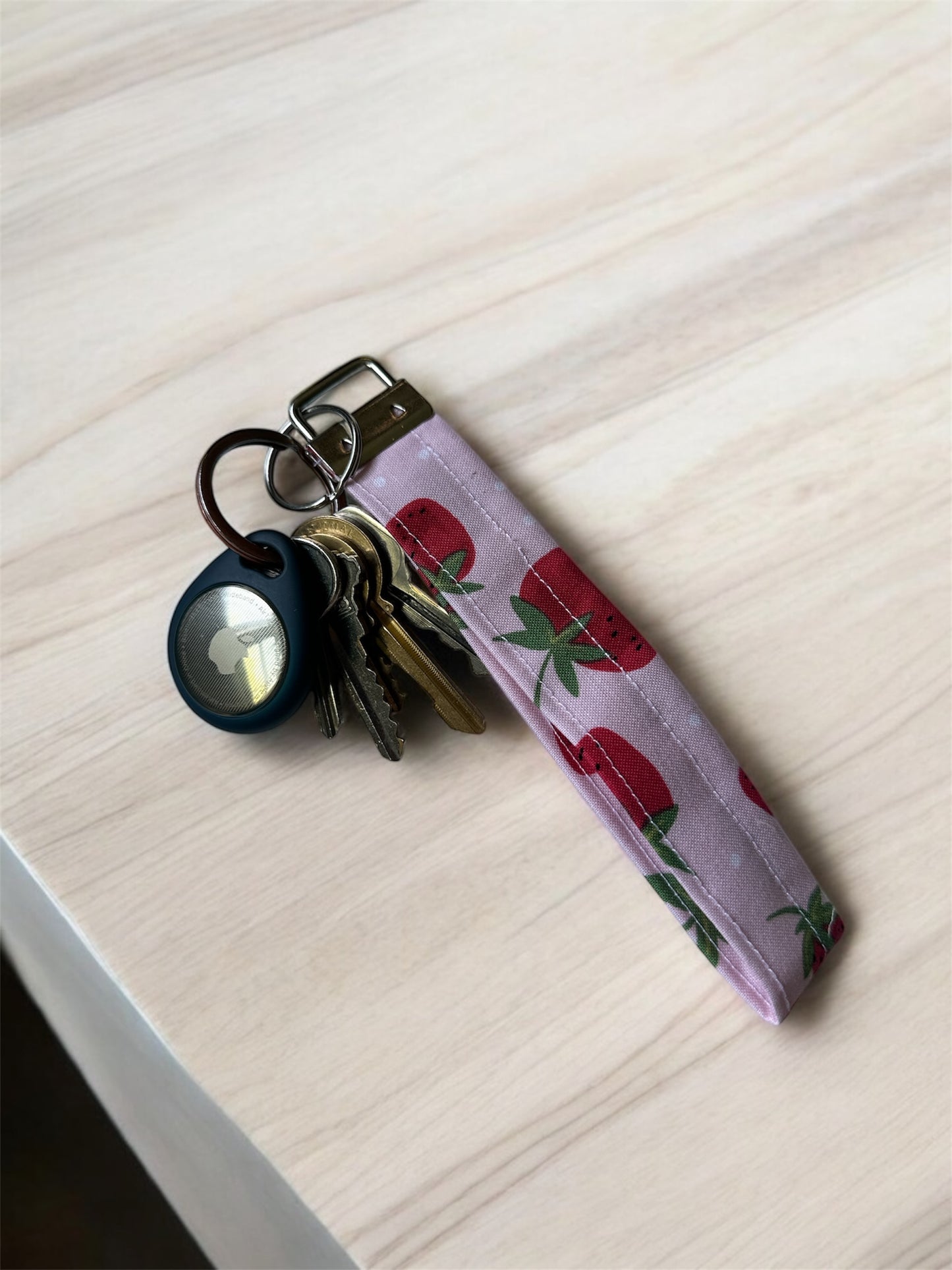 Fabric Wristlet Keychain – 5" Handmade Key Fob with Ring