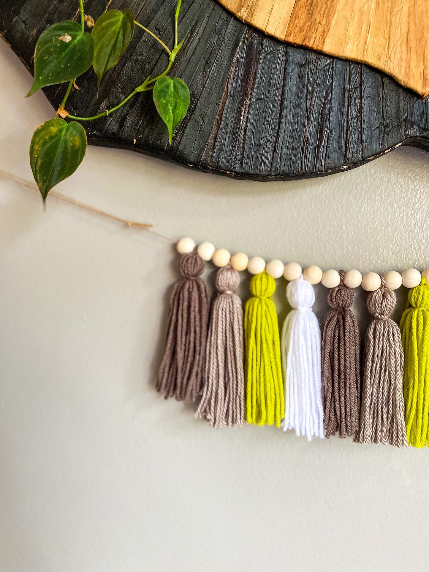 Yoda / Grogu Palette Tassel Garland - Brown/Light Brown/Green/White