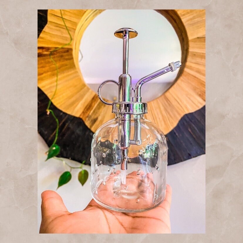 Vintage Silver & Glass Plant Mister - Trigger Spray for Plants