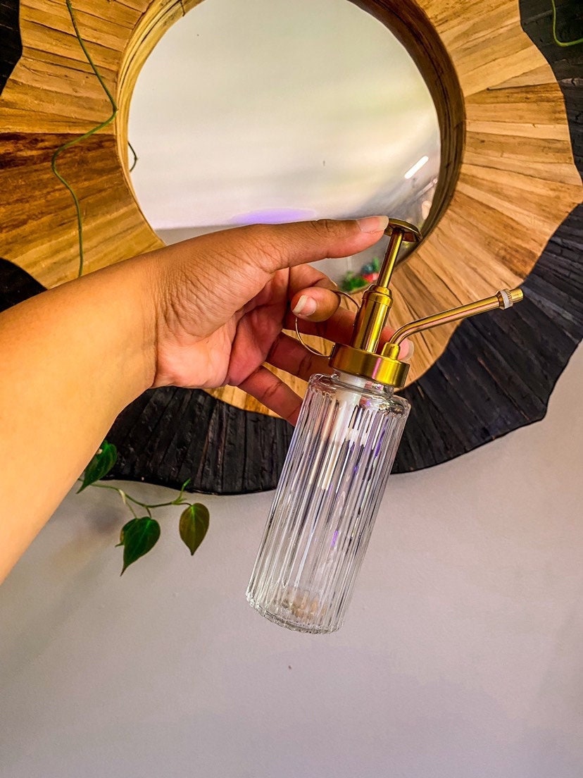 Vintage Gold & Glass Plant Mister - Trigger Spray for Plants / Room Sprays
