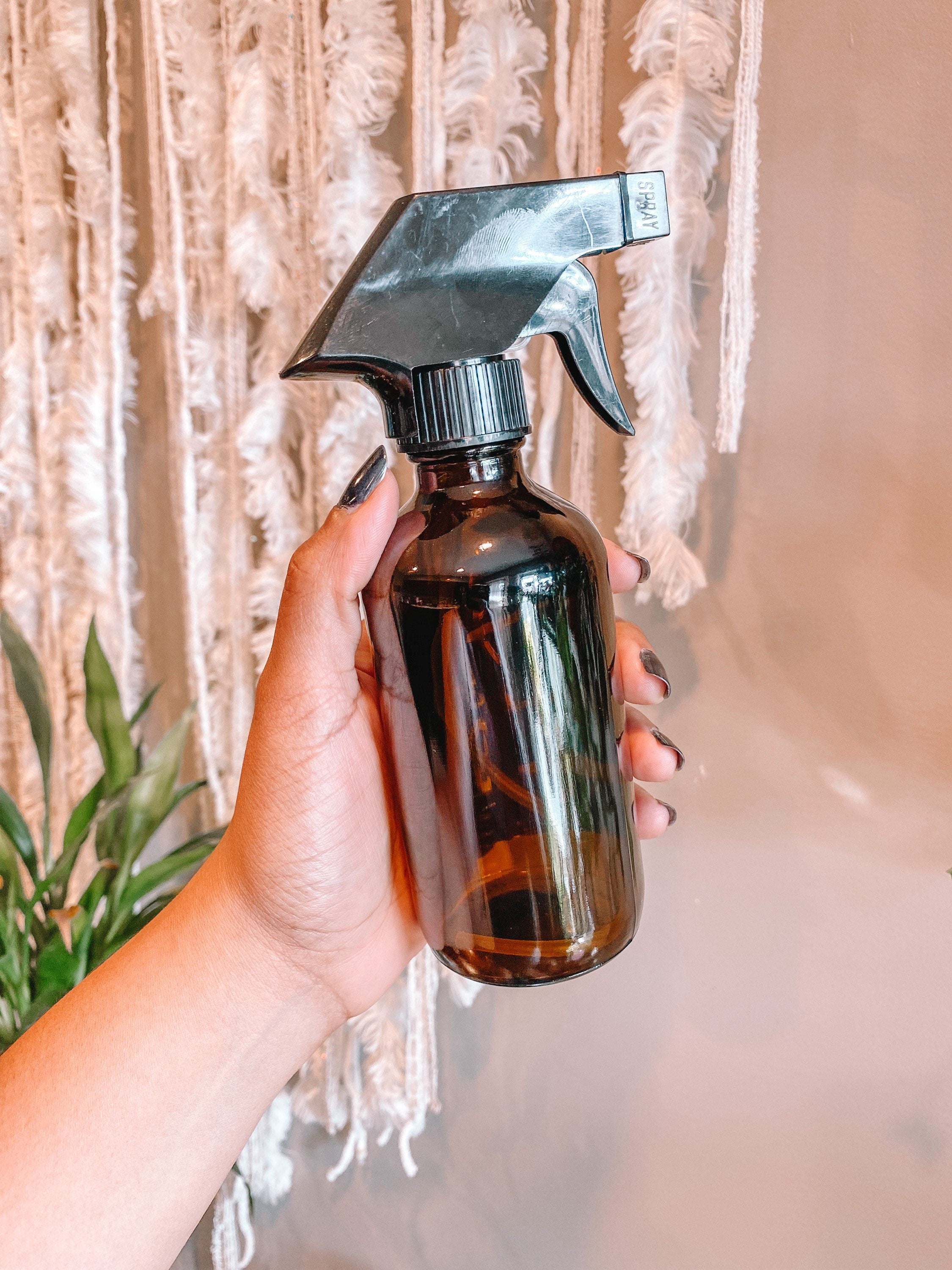 16 and 8 Ounce Amber Glass Plant Spray Bottle Bundle