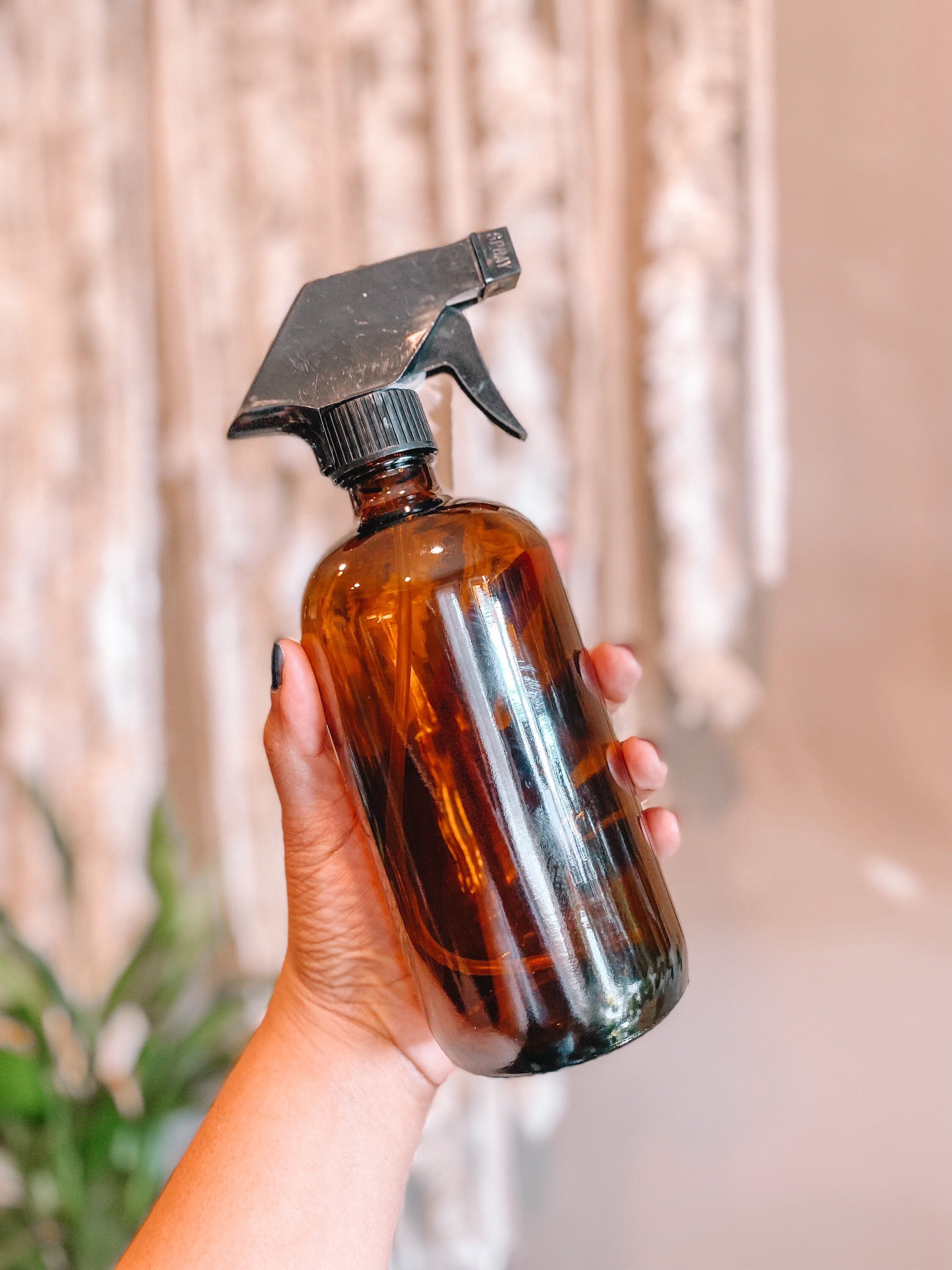 16 and 8 Ounce Amber Glass Plant Spray Bottle Bundle