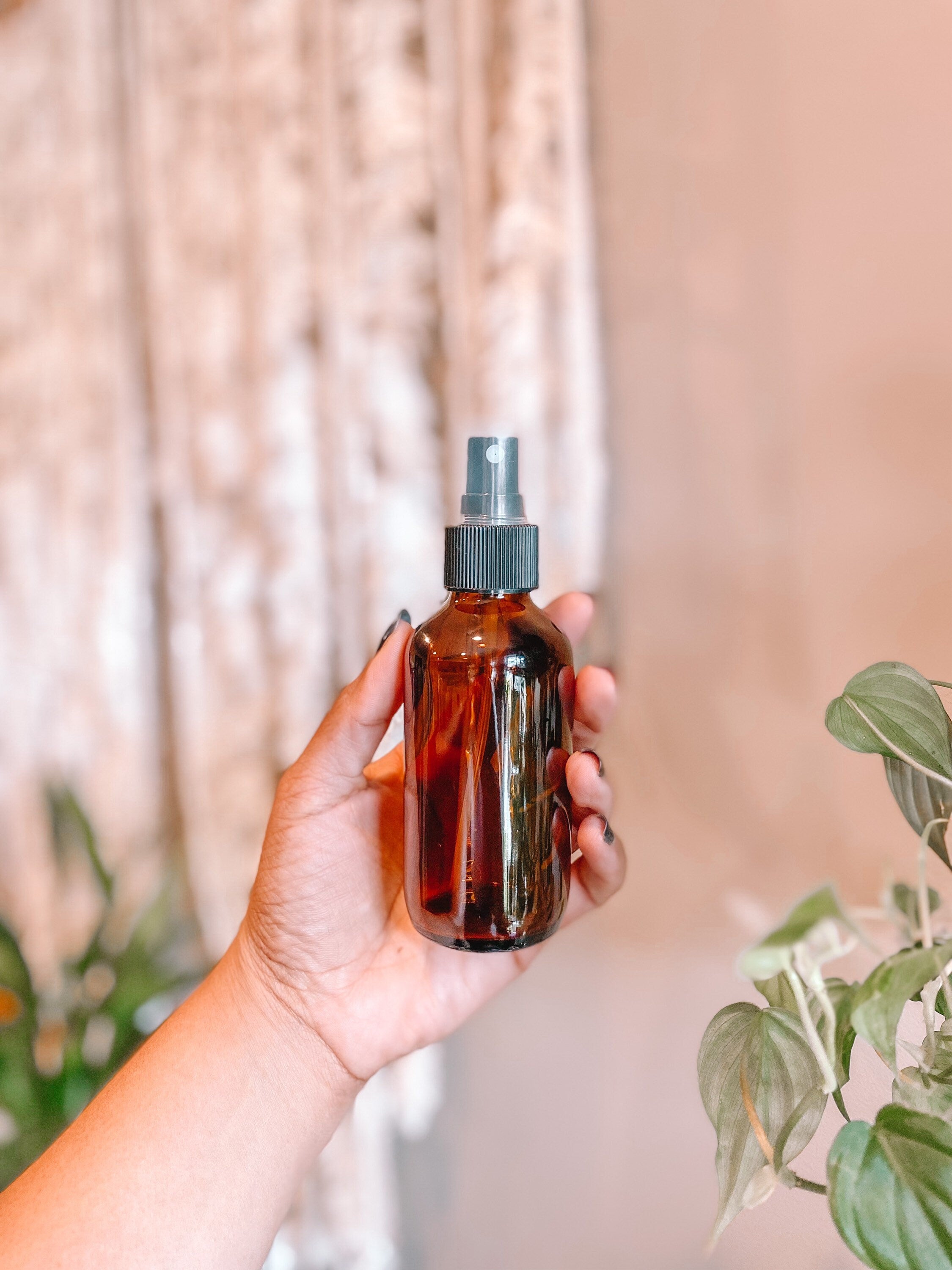 4 Ounce Amber Glass Plant Spray Bottle - 4oz