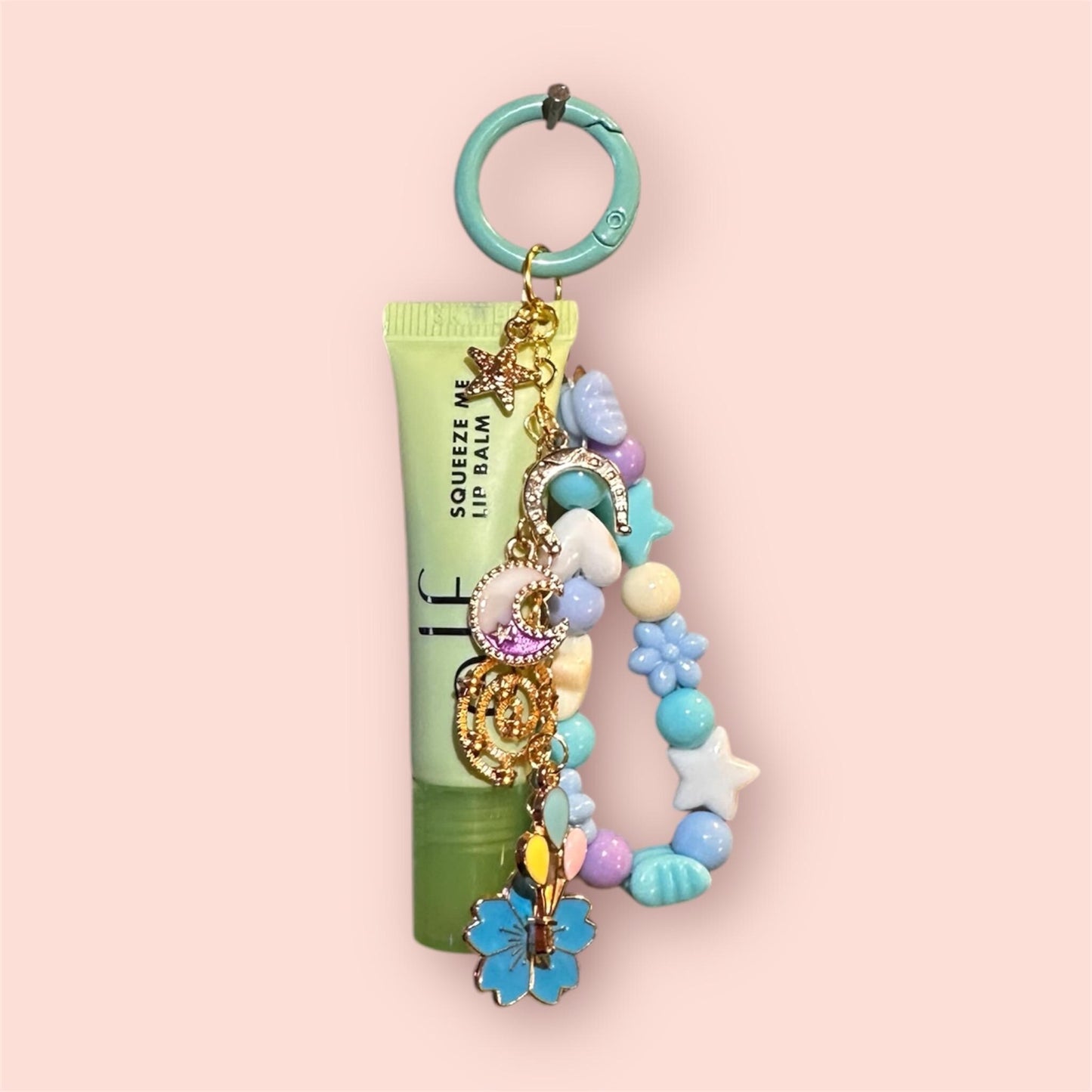 Lip Balm Keychain Charm Set – e.l.f. Squeeze Me Lip Gloss with Cute Beaded Charms