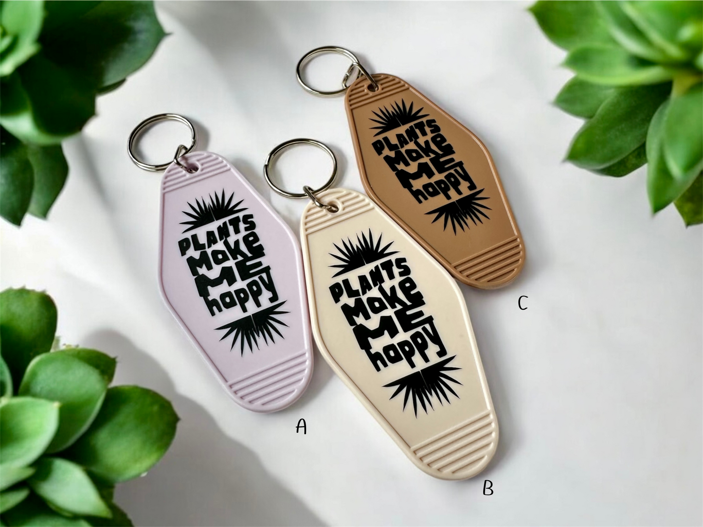 Retro Motel-Style Plant Keychains – 8 Styles to Choose From!