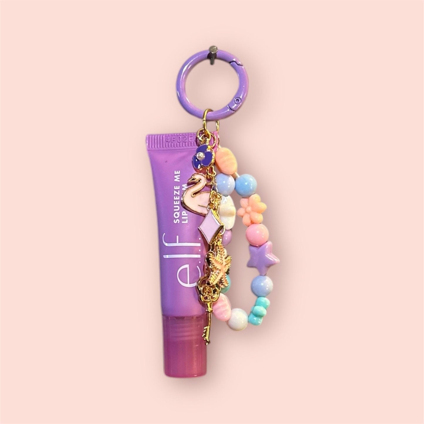 Lip Balm Keychain Charm Set – e.l.f. Squeeze Me Lip Gloss with Cute Beaded Charms