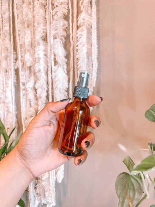 2 Ounce Amber Glass Plant Spray Bottle