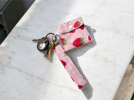 Fabric Wristlet Keychain – 5" Handmade Key Fob with Ring