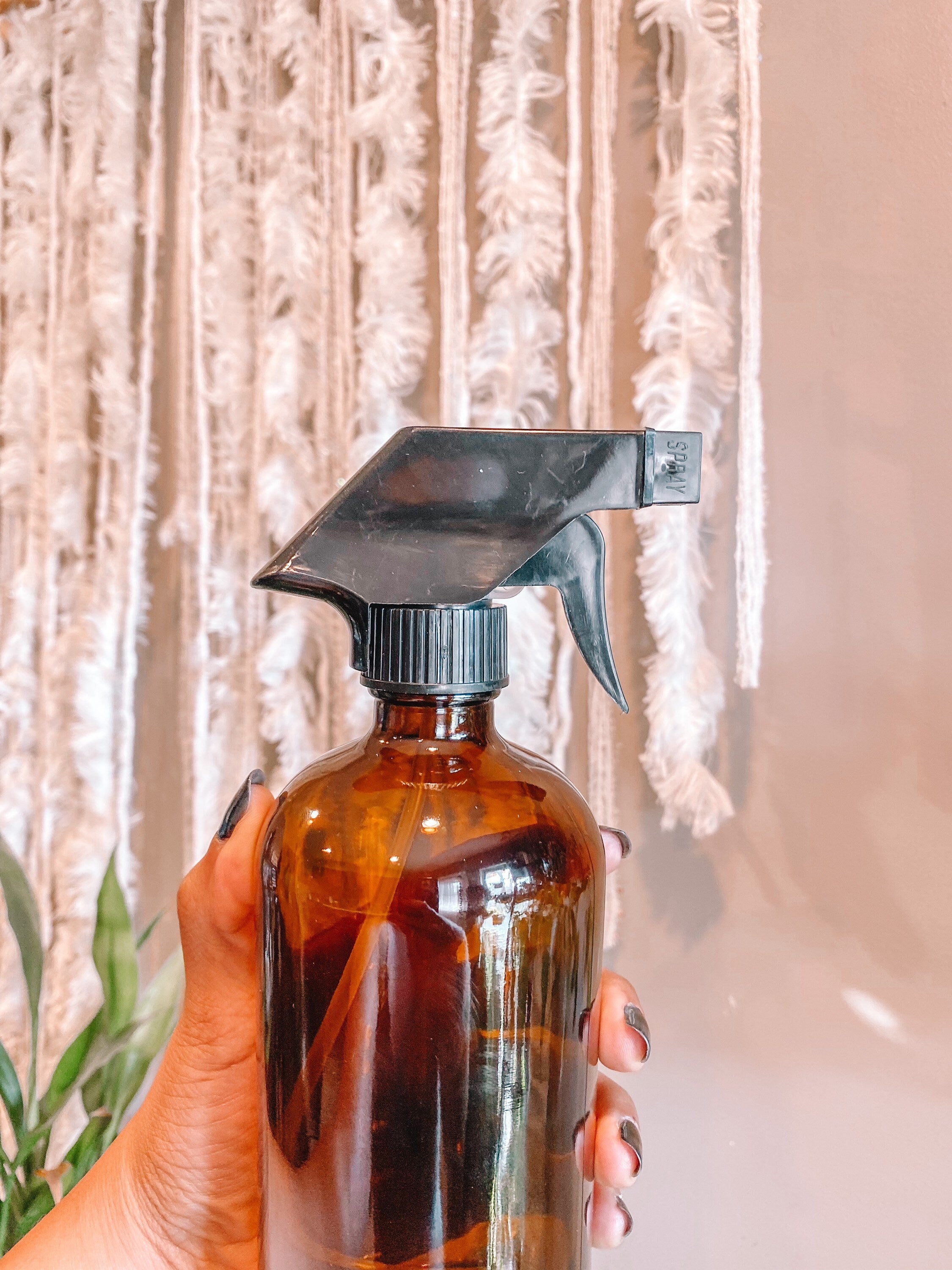 16 and 8 Ounce Amber Glass Plant Spray Bottle Bundle