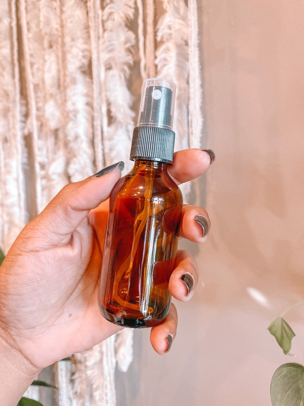 2 Ounce Amber Glass Plant Spray Bottle