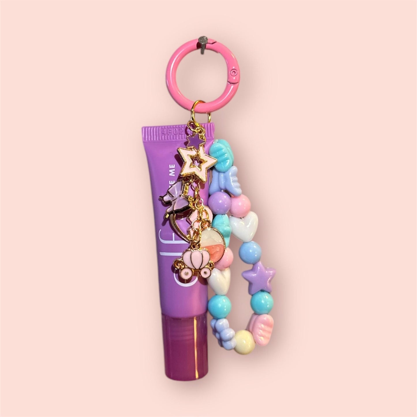 Lip Balm Keychain Charm Set – e.l.f. Squeeze Me Lip Gloss with Cute Beaded Charms